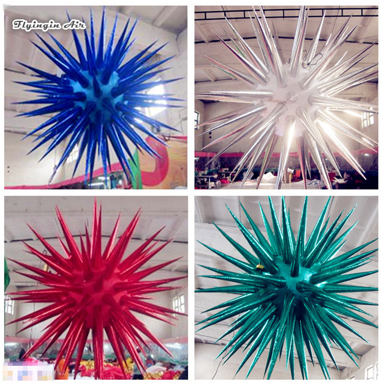 Hanging Inflatable Sea Urchin Balloon 2m Multicolor Planet Model Air Blown Thorn Ballon For Ceiling Decoration
