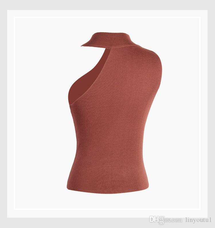 hot sale Women's fashion sexy knit halter vest female solid color casual jacket ladies large size multi-style shirt femme