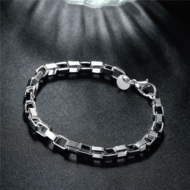 Hot sale best gift 925 silver Big long box hand DFMCH203,Brand new fashion 925 sterling silver plated Chain link bracelets high grade