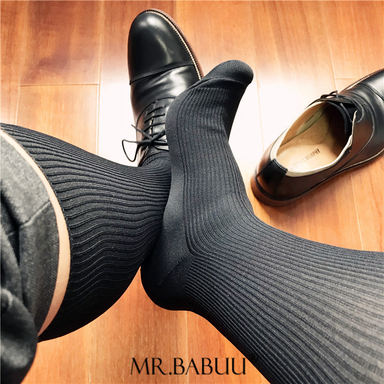 Deodorant and Moisture Wicking Silk Socks Spring Winter Men Business Socks 1 Pair/lot Striped Nylon Soft Formal Dress Suit Long Socks