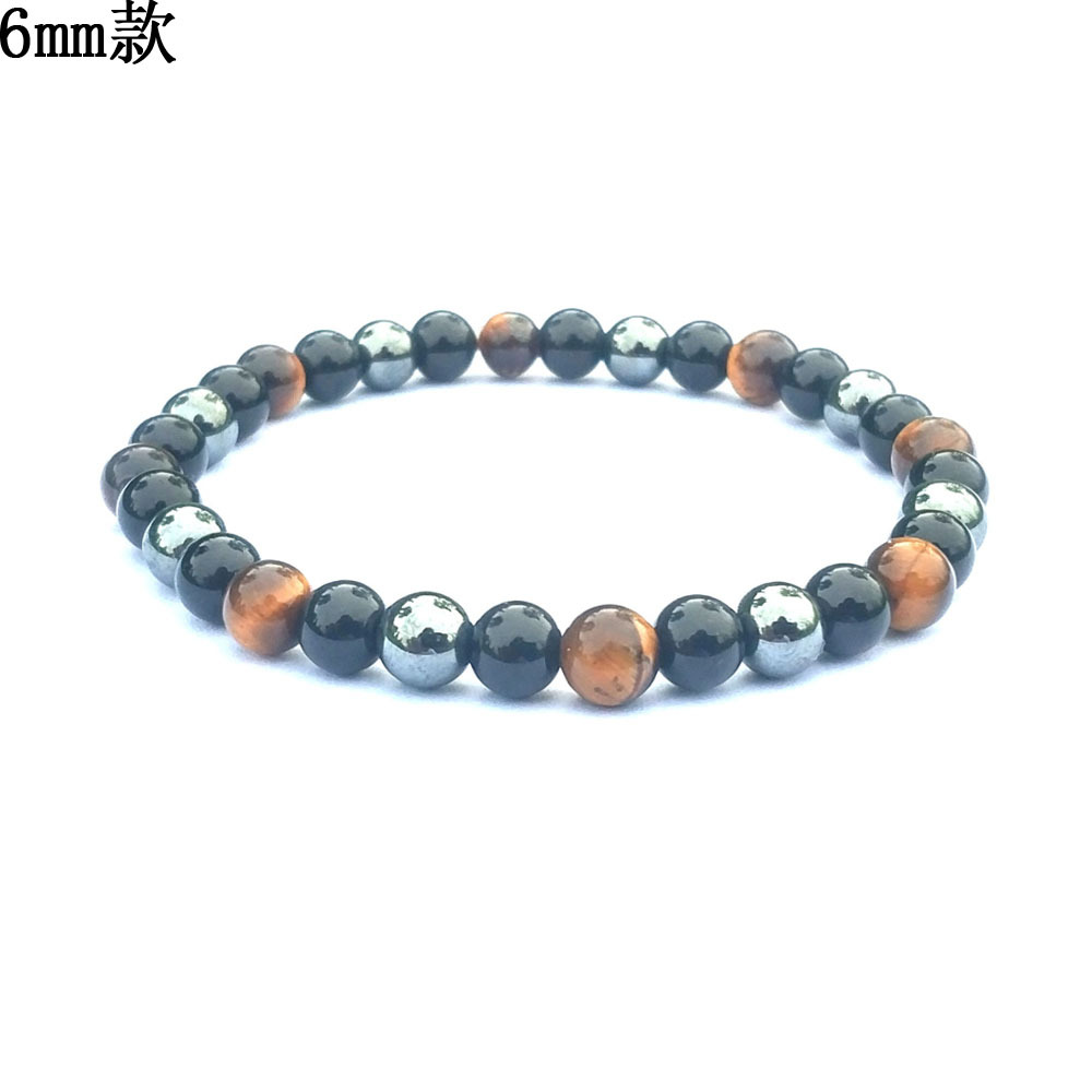 Women's Men's Handmade Classic Black Gallstone Tiger Eye Obsidian 8mm Mixed Color Bracelet Bead Bracelet