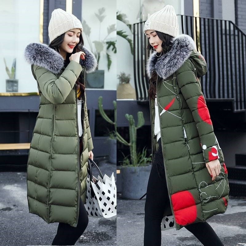 Wholesale new winter women's double-sided wear medium-length large fur collar over the knee was thin down jacket, Army green 
Wholesale new winter women's double-sided wear medium-length large fur collar over the knee was thin down jacket, Army green