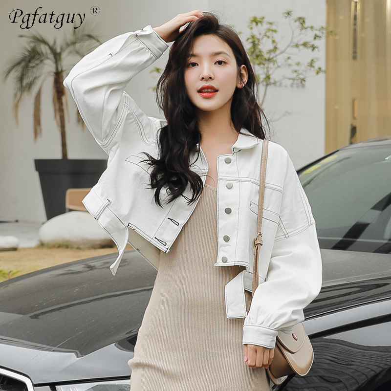 2019 White Yellow Back Two Pockets Jean Jackets Women Ripped Long Sleeve Bomber Jackets Casual Spring Autumn Short Denim
2019 White Yellow Back Two Pockets Jean Jackets Women Ripped Long Sleeve Bomber Jackets Casual Spring Autumn Short Denim