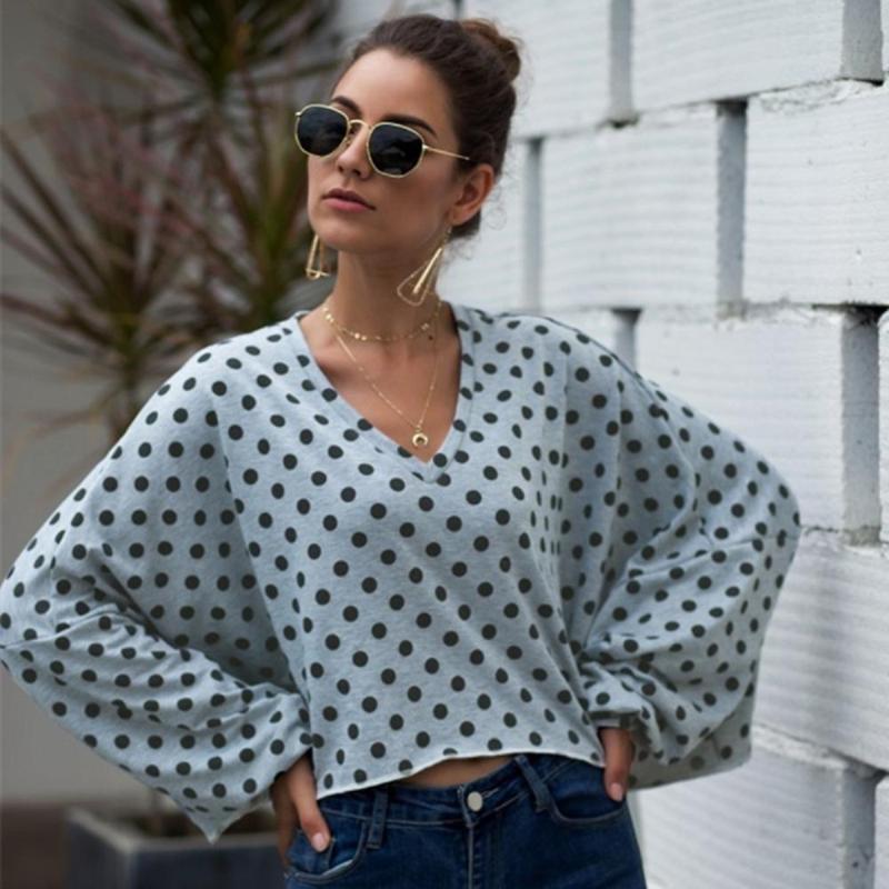 Women Casaul V-Neck Batwing Long Sleeve Top Streetwear Vintage Polka Dot Elegant Short Top 2020 New Arrival Autumn Fashion, Blue
Women Casaul V-Neck Batwing Long Sleeve Top Streetwear Vintage Polka Dot Elegant Short Top 2020 New Arrival Autumn Fashion, Blue
