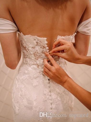Sexy White New Mermaid Lace Wedding Dresses Modern Off Shoulder Sleeveless Appliques Sweep Train Vestidos De Novia Bridal Gowns
