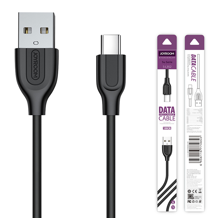 JOYROOM Type-C Cable Fast Charger S-L352 1M 3Ft High Speed Data and Fast Charging Usb Cable for Samsung Android Smartphones, Black
JOYROOM Type-C Cable Fast Charger S-L352 1M 3Ft High Speed Data and Fast Charging Usb Cable for Samsung Android Smartphones, Black