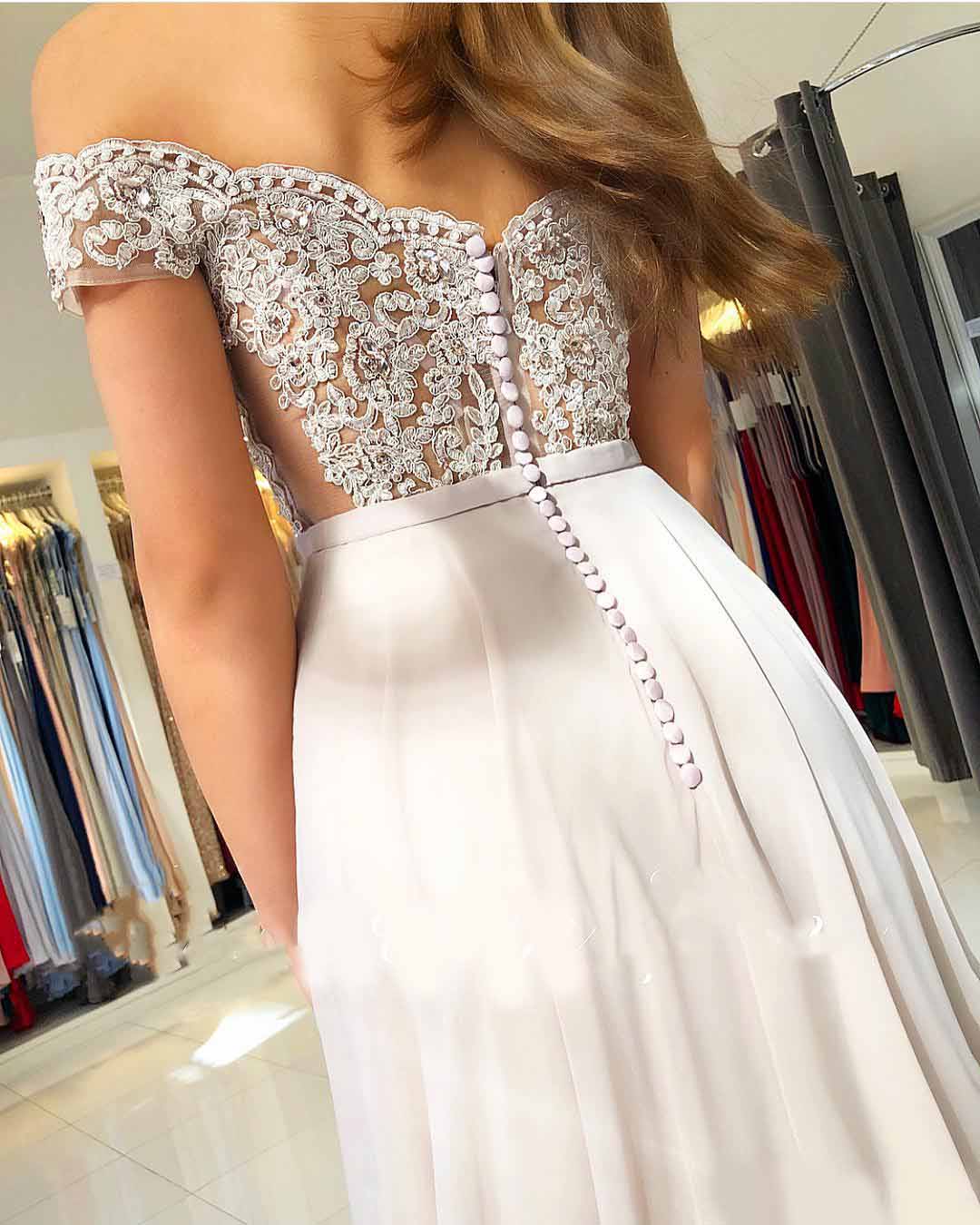 Evening Dresses V Neck Offer The Shoulder Glitter crystals Bodice A Line Chiffon Elegant Custom Made Formla Prom Party Bridal Dresses
