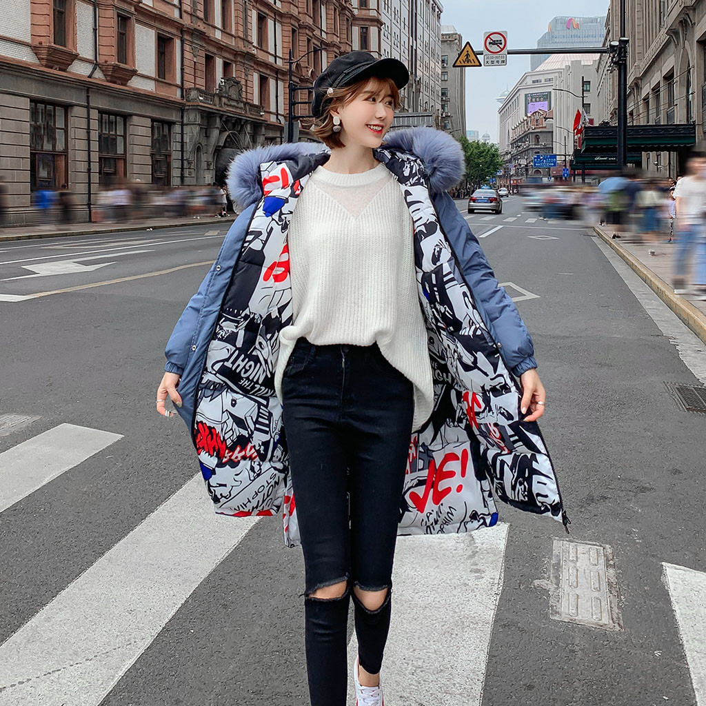 Women Coat And Jackets Winter Warm Loose Thick Long Parkas Hooded Faux Fur Double-sided Wear Women Bubble Jacket Coats Clothes