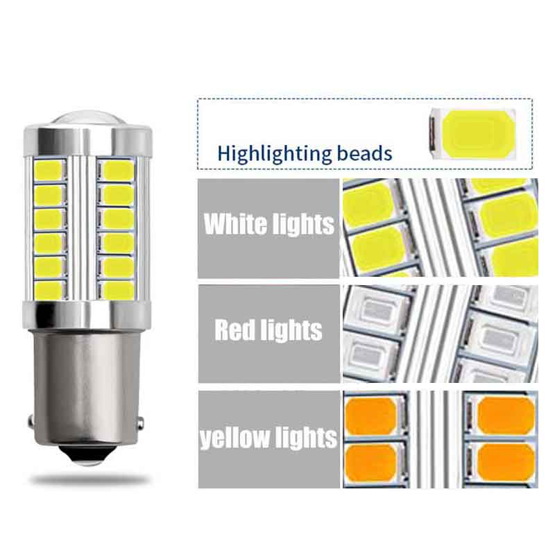 Motorcyle Lights 1156 1157 7443 3517 33 LED Bulbs 5630 SMD Car Turn Parking Signal Light Auto Brake Tail Lamps DC 12V