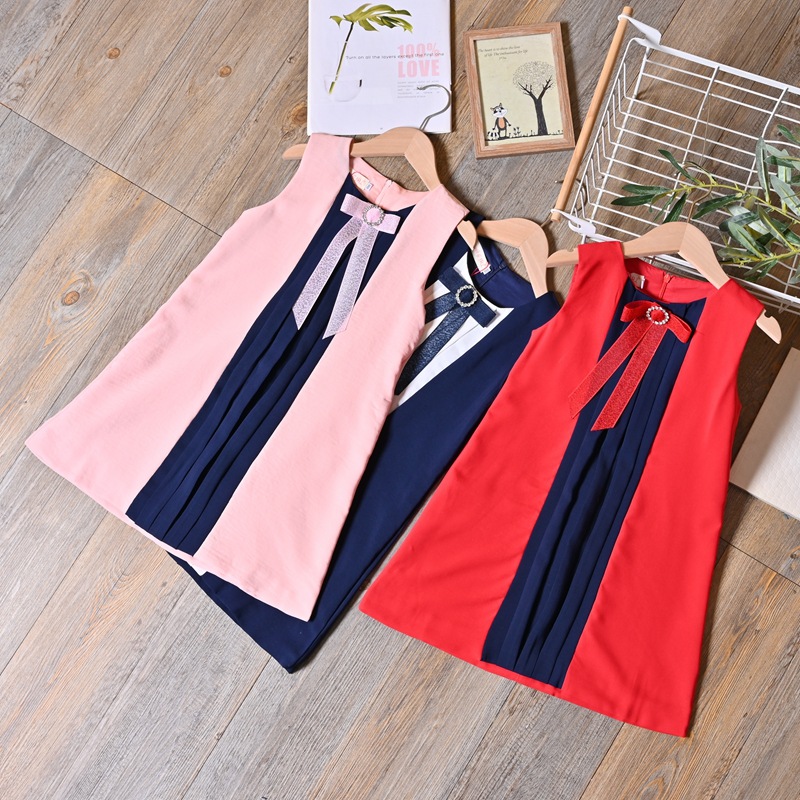Summer Girl's Dress High-End Bow Pleated Dresses Children's Clothes Kids Polyester Sleeveless Pink Dress Vestidos 2020, Blue
Summer Girl's Dress High-End Bow Pleated Dresses Children's Clothes Kids Polyester Sleeveless Pink Dress Vestidos 2020, Blue