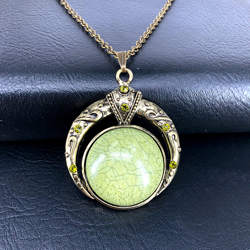 New Retro Bohemian Style Round Green Resin Alloy Pendant Necklace Micro Crystal Stone Necklace Jewelry for Women X003
New Retro Bohemian Style Round Green Resin Alloy Pendant Necklace Micro Crystal Stone Necklace Jewelry for Women X003