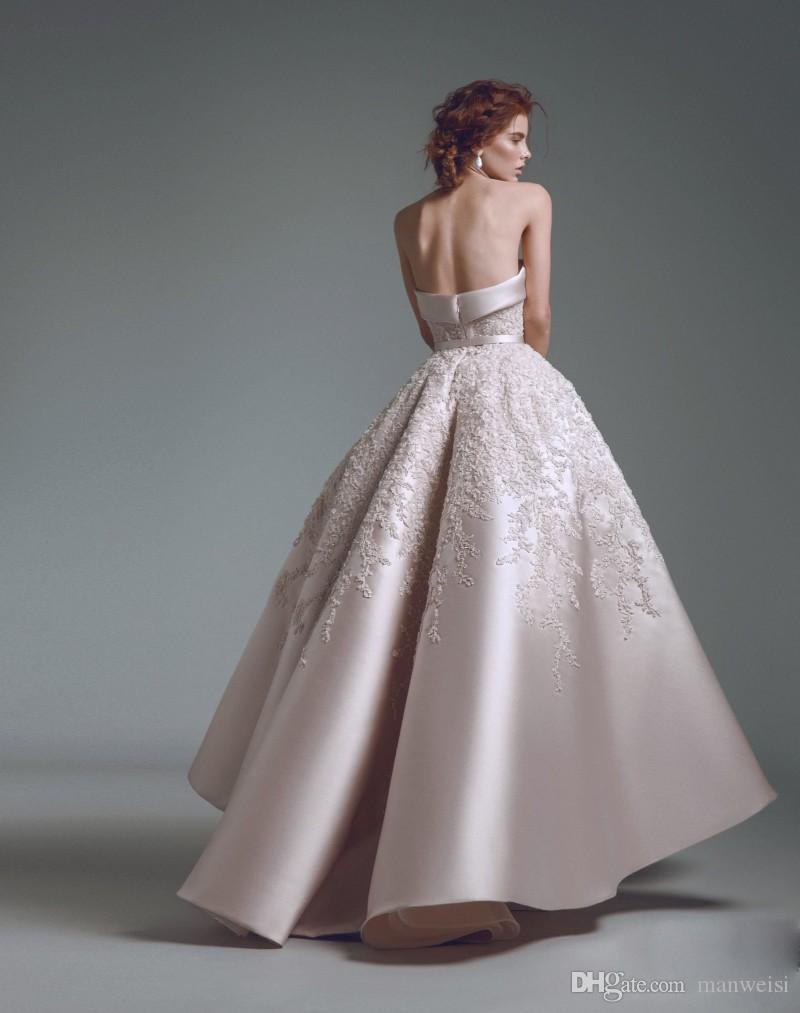 alfazairy high low prom dresses strapless beads lace appliqued satin a line party evening gowns vintage custom formal occasion dress