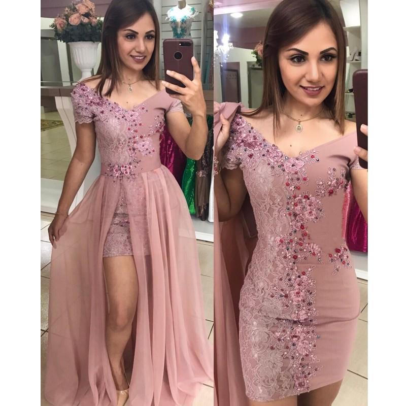 2020 Chiffon A Line V Neck Prom Dresses Muslim Evening Dresses Dubai Prom Dresses Long Formal Gala Dress