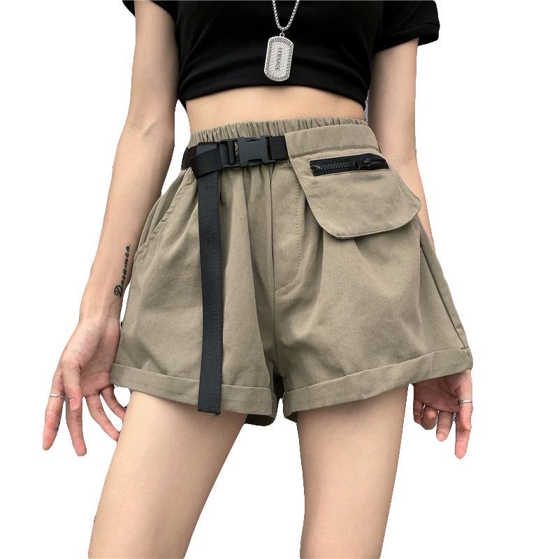 Summer Elastic Waist Vintage Cargo Shorts with Belt and Pocket Fashion Wide Leg Solid Color Loose Shorts Women Casual, Black
Summer Elastic Waist Vintage Cargo Shorts with Belt and Pocket Fashion Wide Leg Solid Color Loose Shorts Women Casual, Black