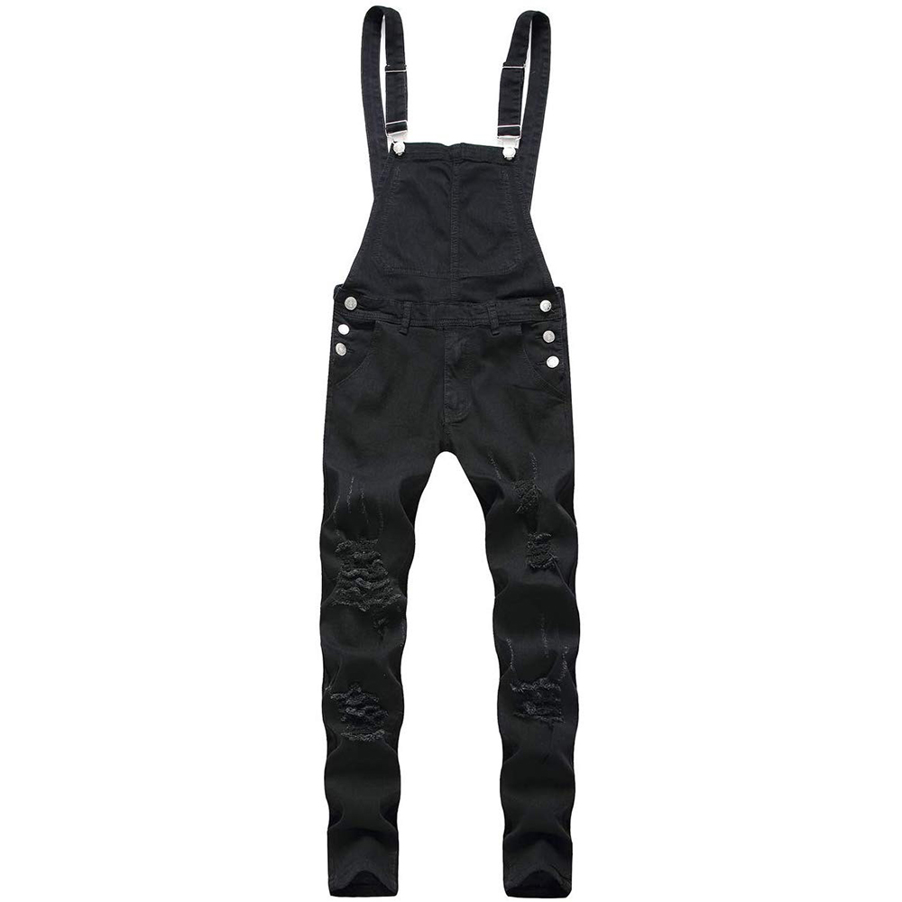 Men Denim Pant Jeans Ripped Slim Distressed Bib Jumpsuits Overalls Romper for Carpenter Moto Biker Coveralls