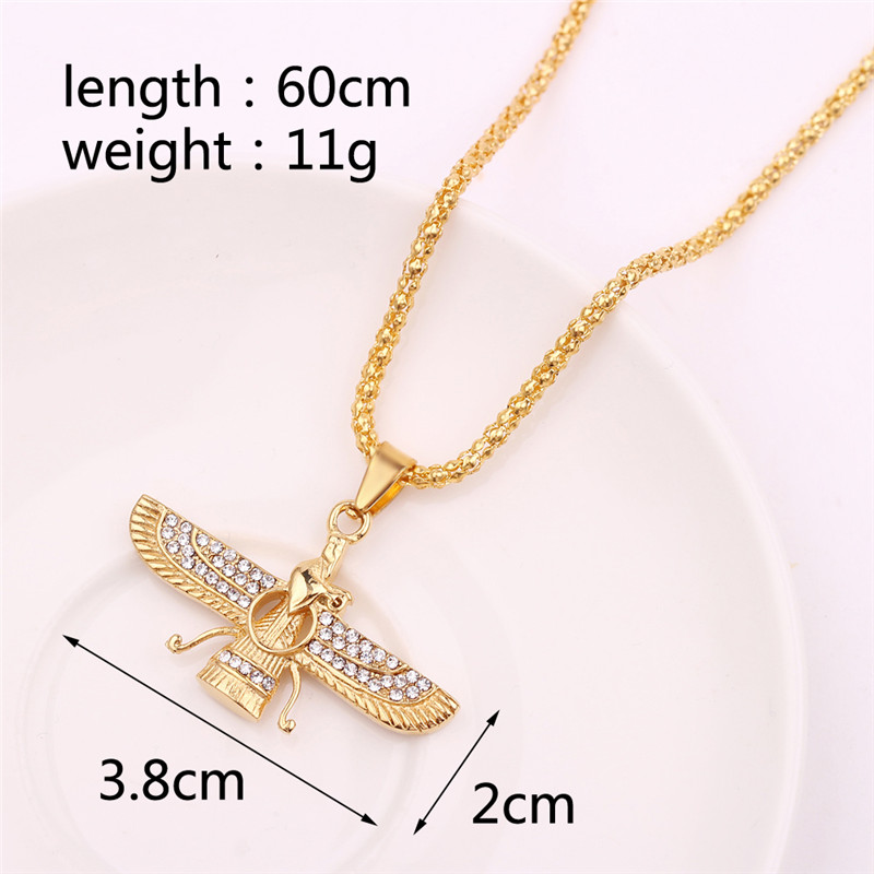 Dropshiping Zoroastrian Farvahar Wing Necklace Pendant Gold alloy Zoroastrianism Persian Achaemenian Men Jewelry necklaces