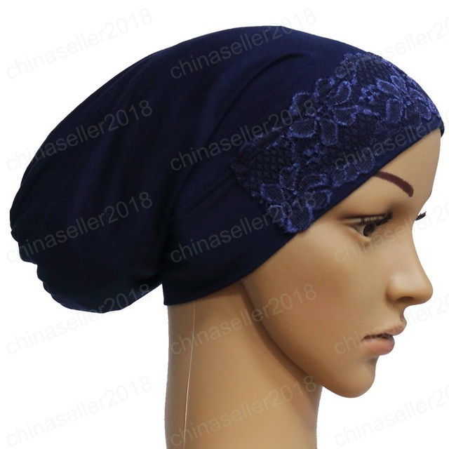 Women Muslim Inner Cap Under Scarf Islamic Patchwork Turban Hats Hijab Headwear Wrap Lace Bonnet Hair Loss Arab Islamic Beanie