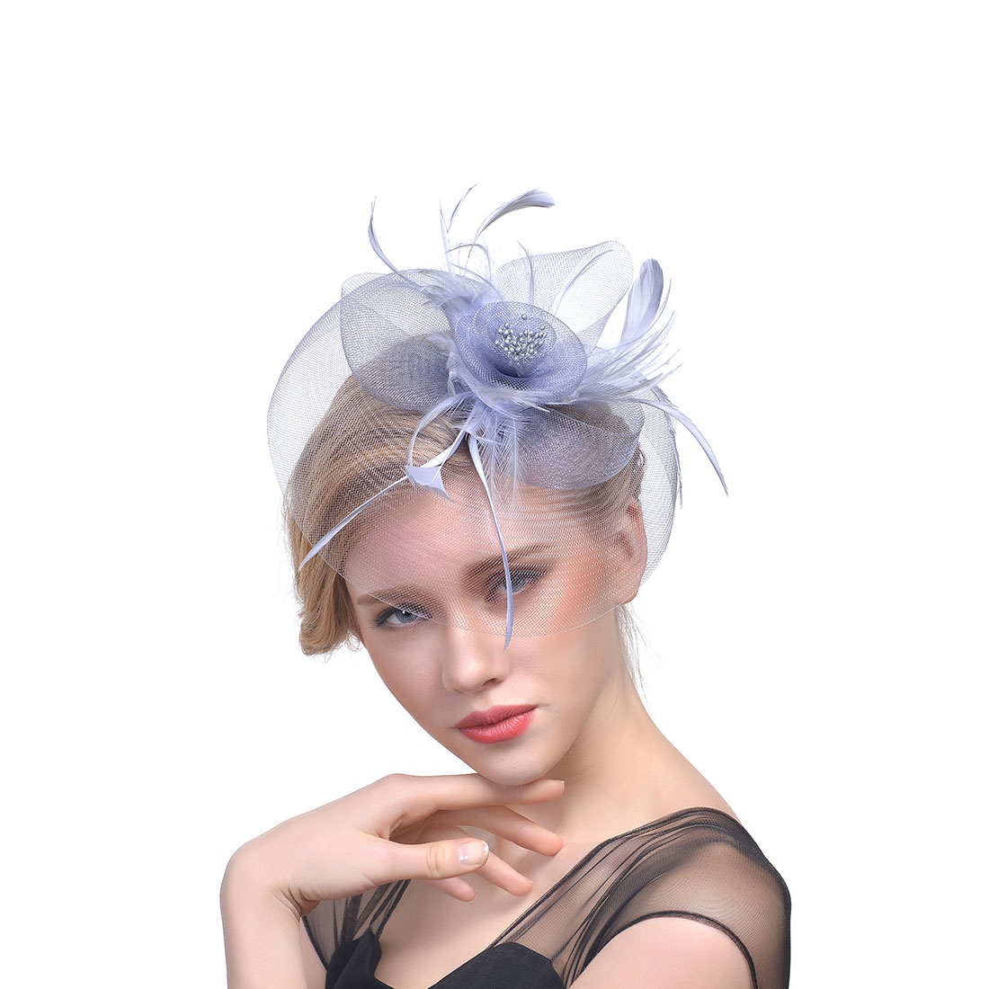Bridal hats Feather Fascinator Hair Bridal Birdcage Veil Hat Wedding Hats Fascinators Cheap Femin Hair Flowers For Wedding Party