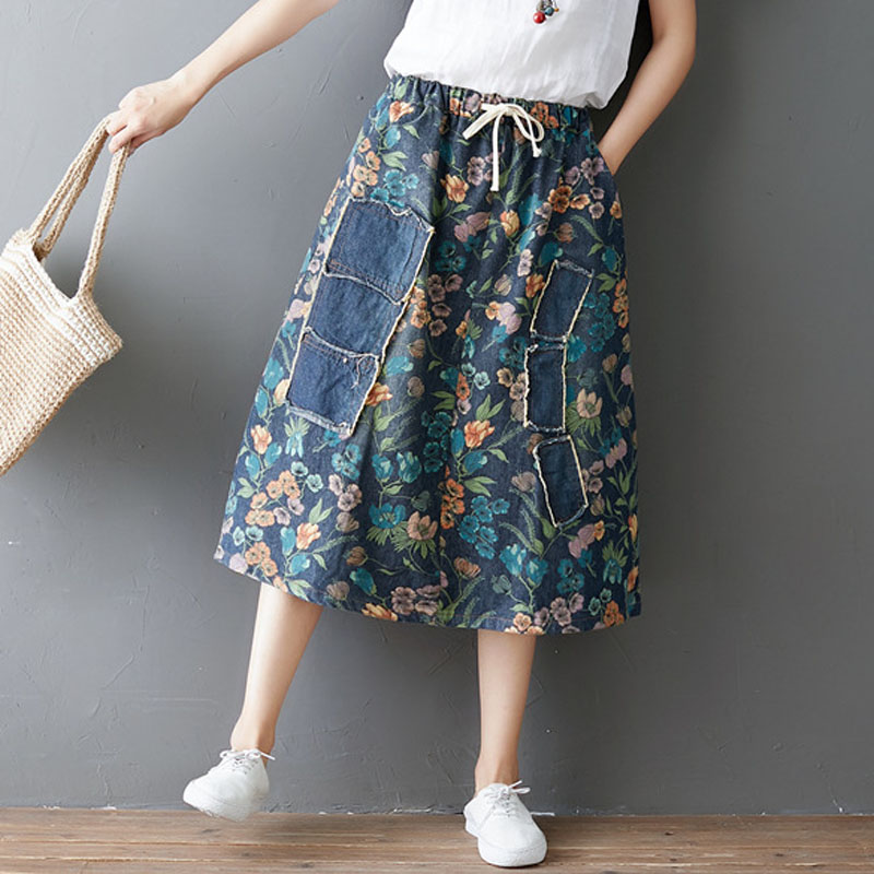 Spring Summer Retro Floral Print Skirts Pockets Elastic Waist Patchwork Jeans faldas 2020 New Loose Leisure Women Denim Skirts, Multi
Spring Summer Retro Floral Print Skirts Pockets Elastic Waist Patchwork Jeans faldas 2020 New Loose Leisure Women Denim Skirts, Multi
