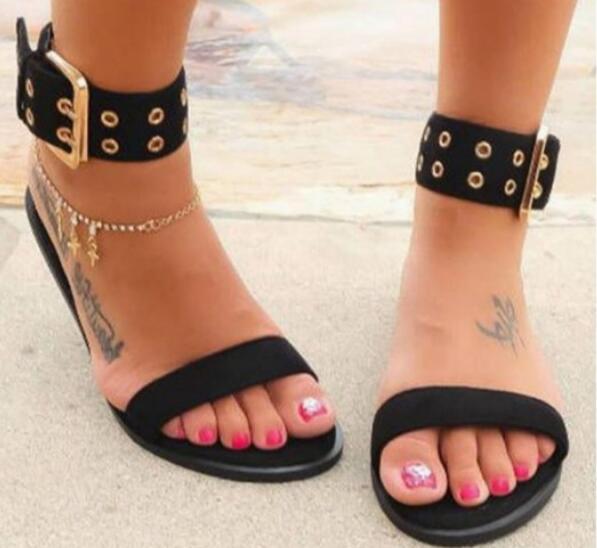 Hot Sale-arent Flats Shoes Large Size Female Clear Jelly Shoes Ladies Roman 2019 Beach Sandalias Mujer