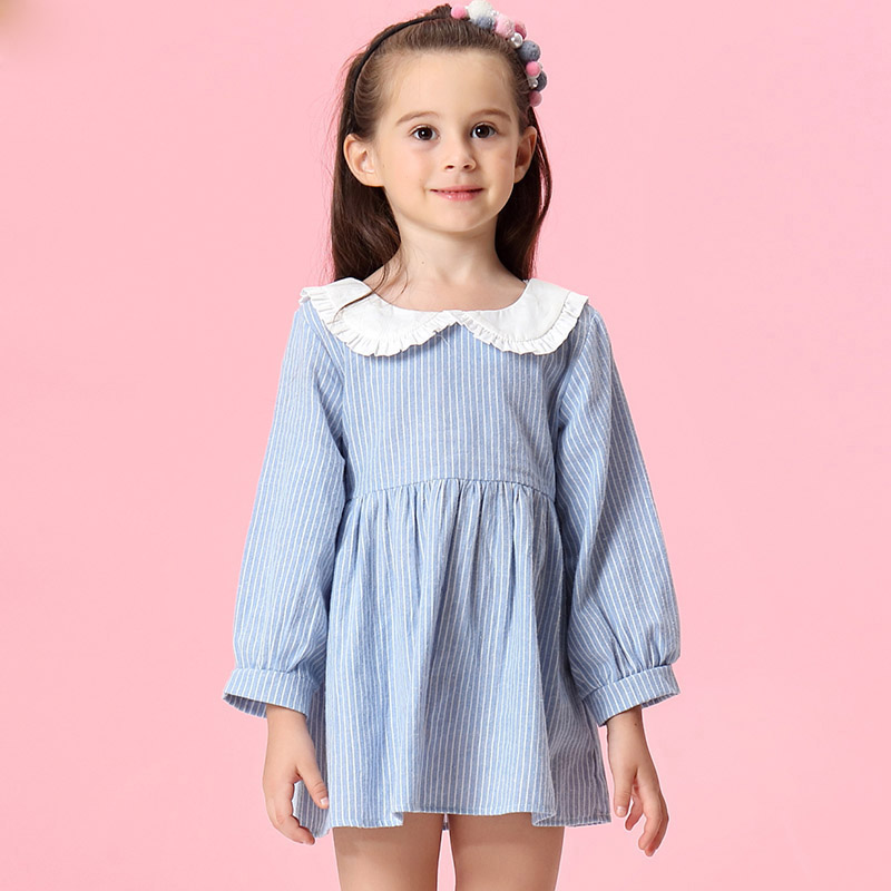 baby girl designer clothes Girls Dress 2020 New Autumn Casual Ruffles A-Line Striped Full Sleeve Kids Dress For 3T-7T