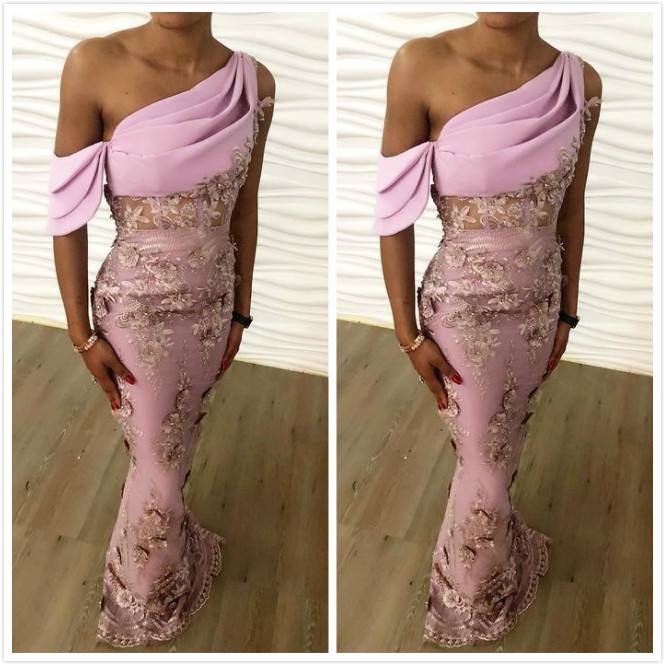 arabic aso ebi 3d floral appliques beaded evening dresses one shoulder mermaid prom dresses sexy formal party second reception gowns