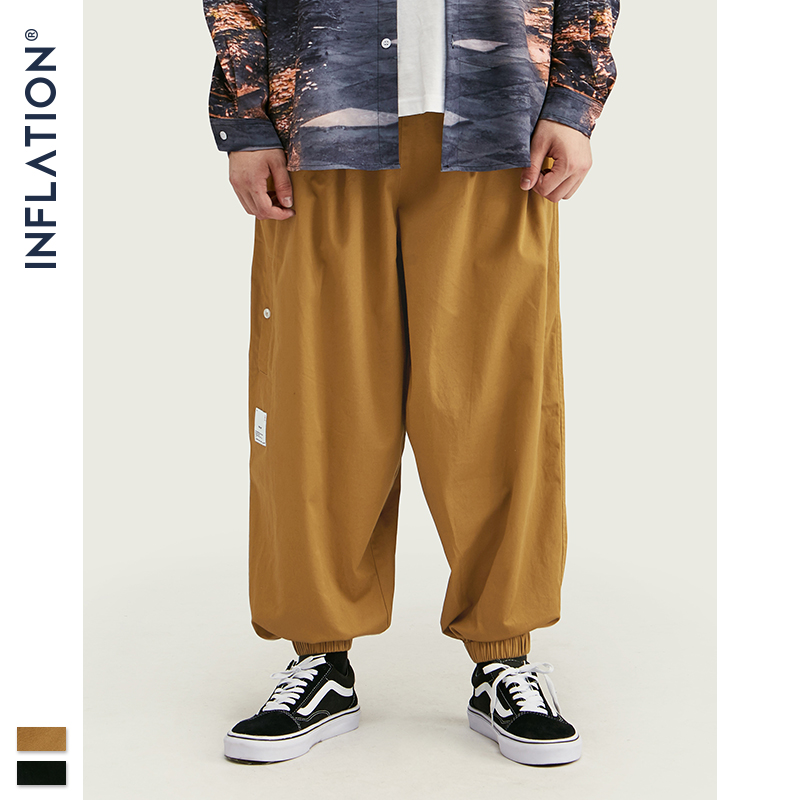 INFLATION Design Men Wide-Leg Jogger Pants Autumn Men Baggy Pants Loose Fit Pure Color Streetwear Loose Cargo 93447W
