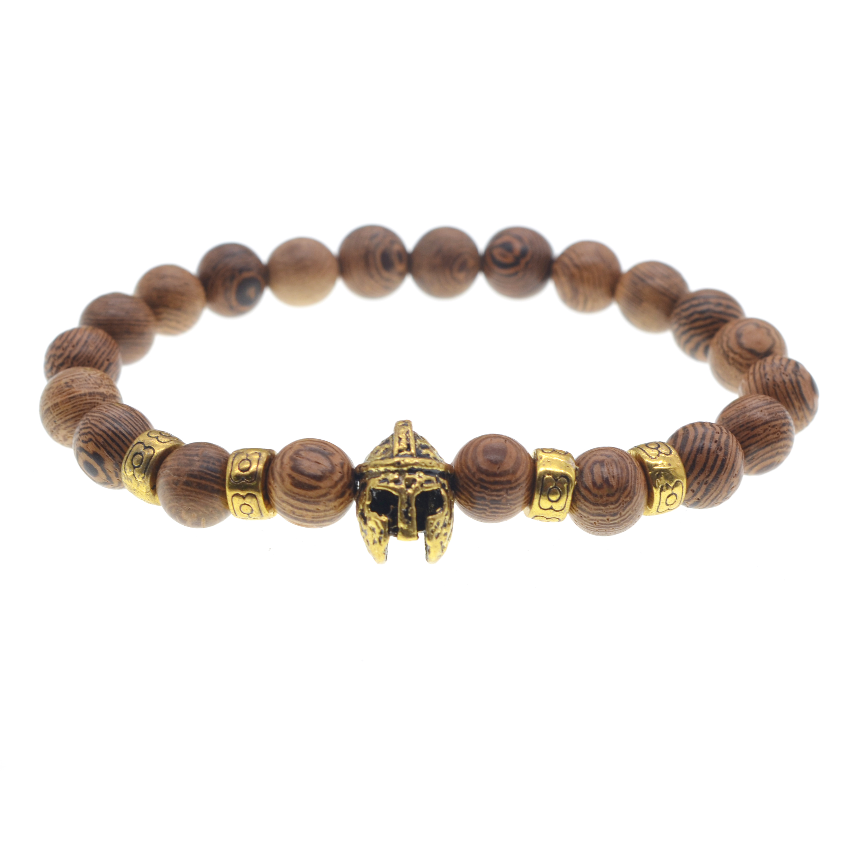 Warrior Bracelet / Helmet Charm Bracelet Natural Stone Bracelet Male Beaded Charm Temperament Birthday Gift
