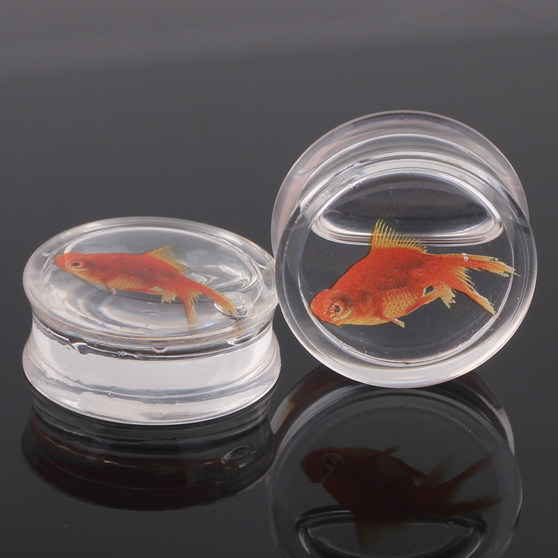 Clear Goldfish ear plug tunnels Water tunnel Stretcher Fish flesh tunnel 818mm body jewelry piercing ear stretcher plugs