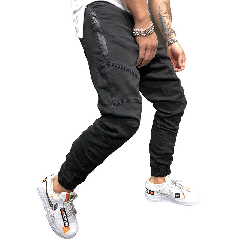Newest 2019 Men Pants Zipper Decoration Splicing Harem Joggers Pants Male Trousers Solid Sweatpants Drop Shipping Abz150 Q190416