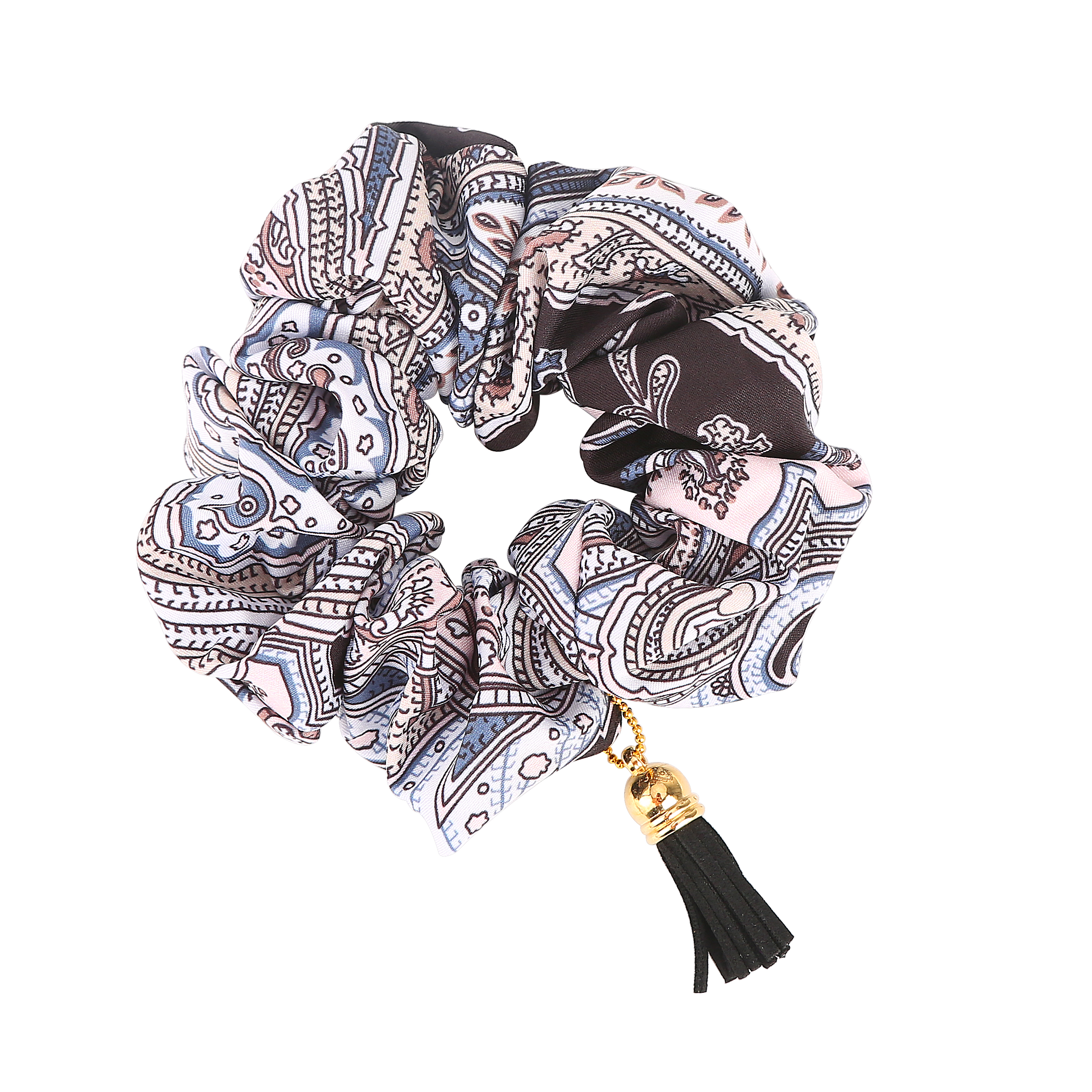 Retro large intestine circle Amazon fabric hair ring tassel pendant elastic elastic band hair rope