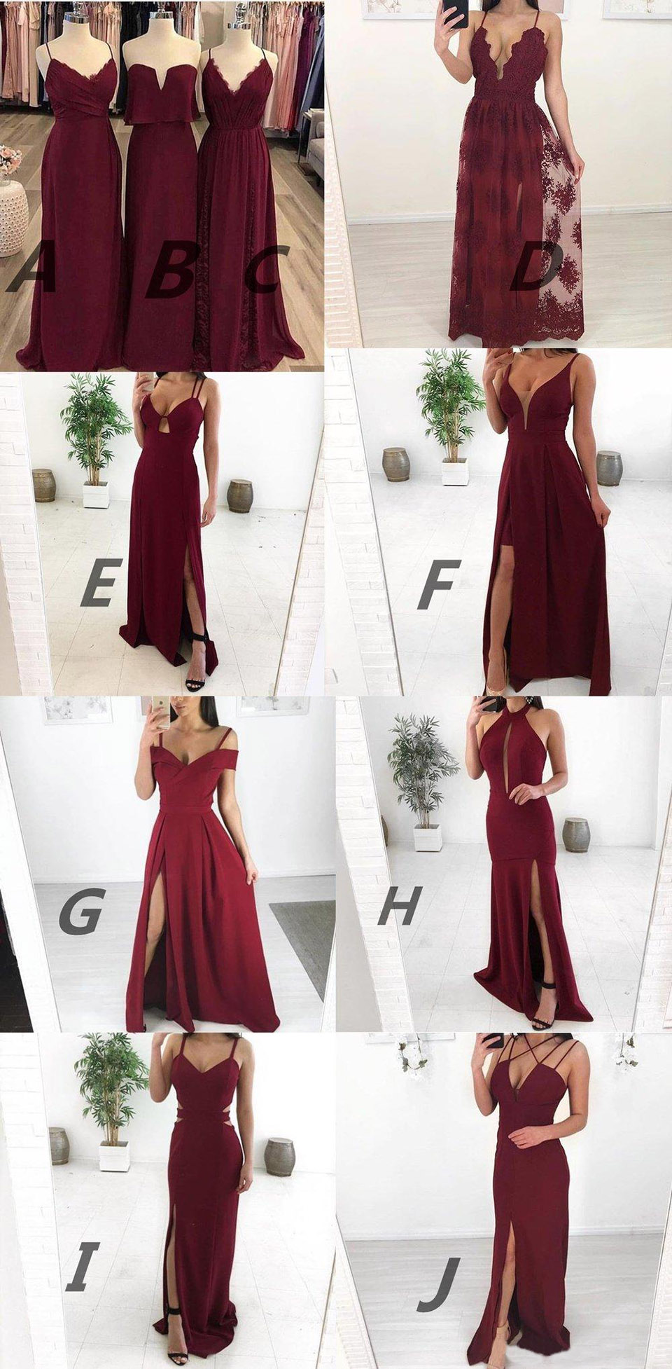 Most Popular A Line Floor Length Chiffon Burgundy Bridesmaid Dresses Low Price Lace Wedding Guest Dresses BD9077