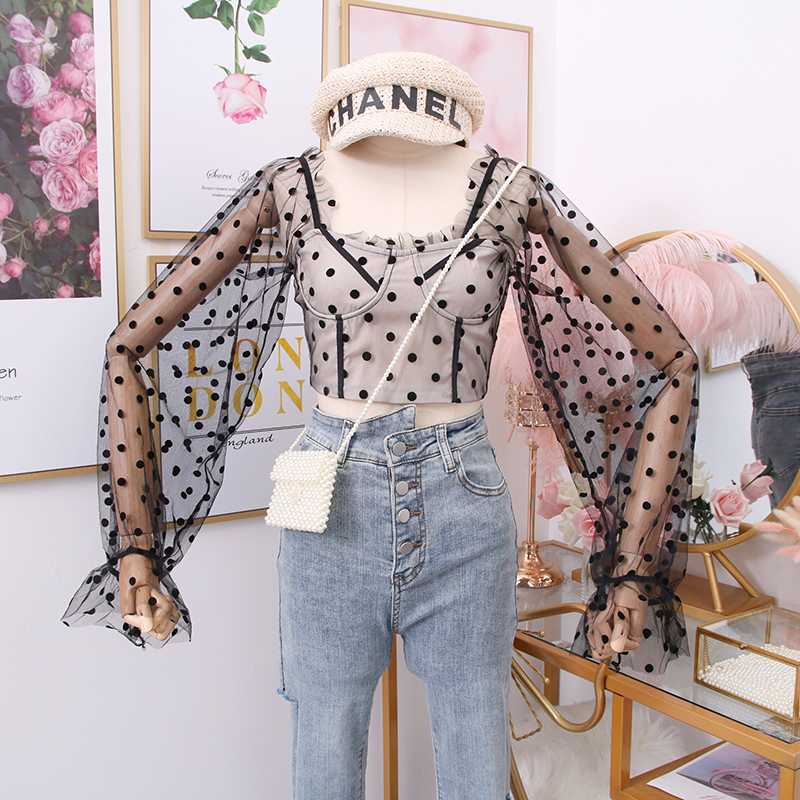 2020 new retro niche design sense romantic polka dot perspective slim short jacket women, Black
2020 new retro niche design sense romantic polka dot perspective slim short jacket women, Black
