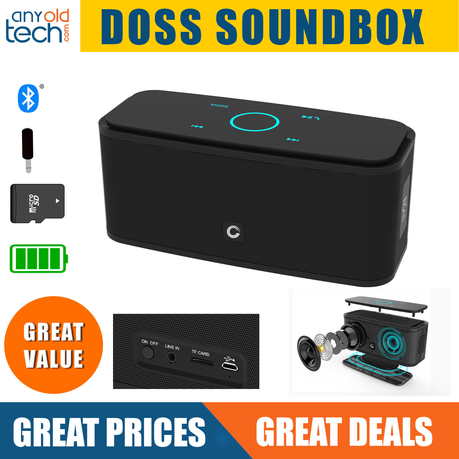 DOSS SoundBox Touch Portable Wireless Bluetooth Speakers with 12W HD Sound and Bass IPX5 Waterproof, 20H Playtime Touch-Control Handsfree Speakers for Home,Outdoor
DOSS SoundBox Touch Portable Wireless Bluetooth Speakers with 12W HD Sound and Bass IPX5 Waterproof, 20H Playtime Touch-Control Handsfree Speakers for Home,Outdoor