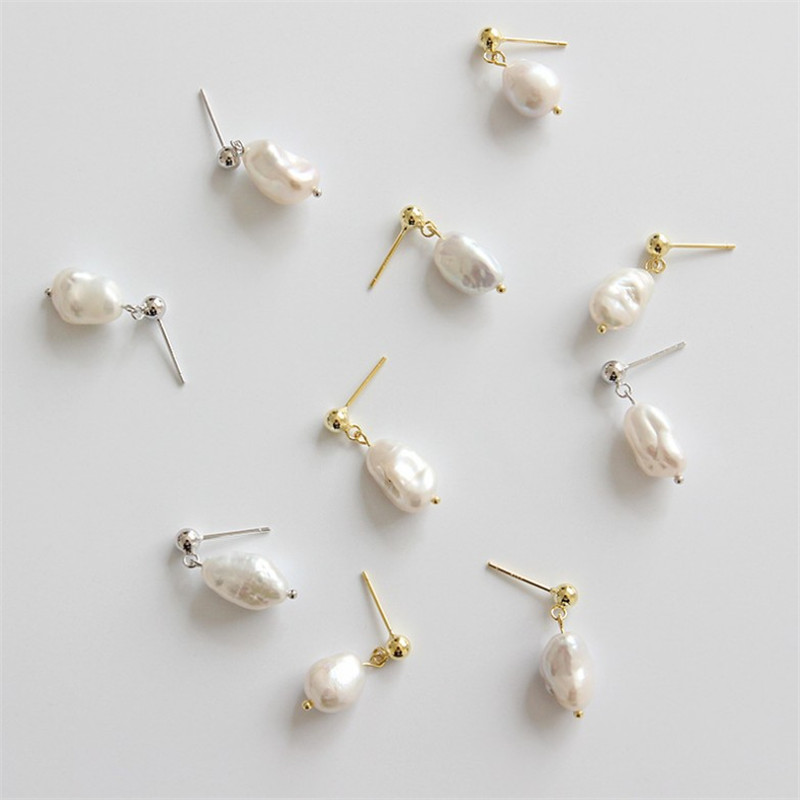 Sterling Silver 925 Jewelry Earrings Simple Baroque Freshwater Irregular Pearl Dangle Earring For Women Girls Gifts Drop Earring