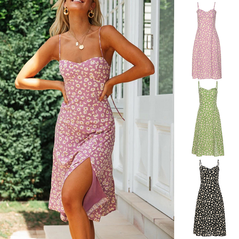 Hot Summer Women Floral Dress Hem Splits Slim Backless Suspender Sleeveless Dress Fashion Sweet Party CNT 66, Green
Hot Summer Women Floral Dress Hem Splits Slim Backless Suspender Sleeveless Dress Fashion Sweet Party CNT 66, Green