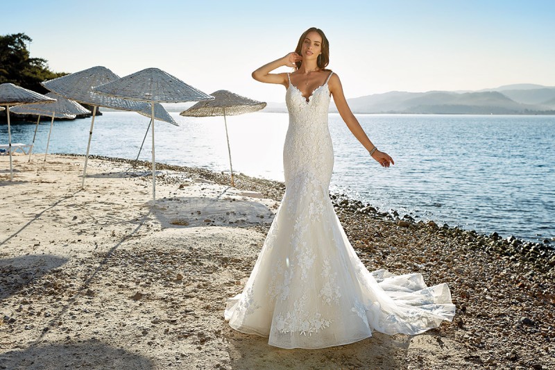 eddy k mermaid wedding dresses sexy spaghetti v neck lace appliqued satin bridal gowns country bohemian vintage beach wedding dress