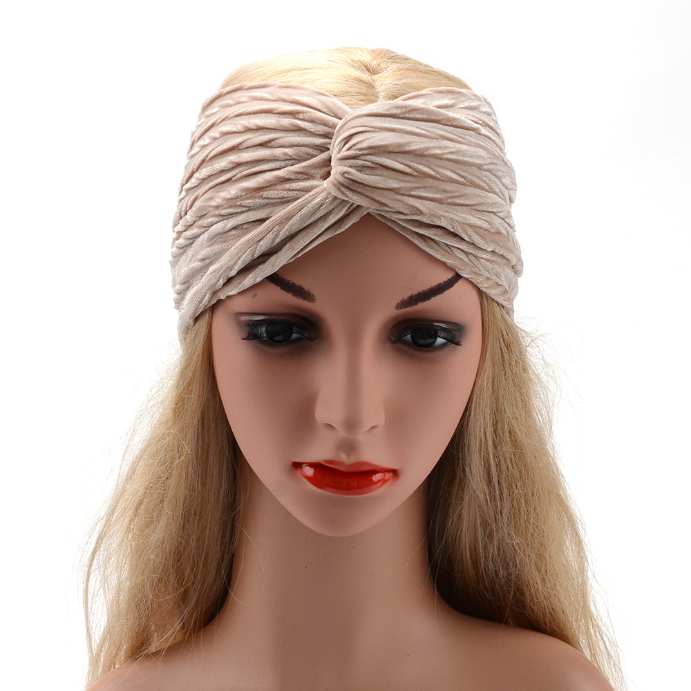 XDOMI New Winter Fold Velvet Headband For Women Vintage Cross Turban Wide Elastic Hair Band Female Solid Hair Accessories
