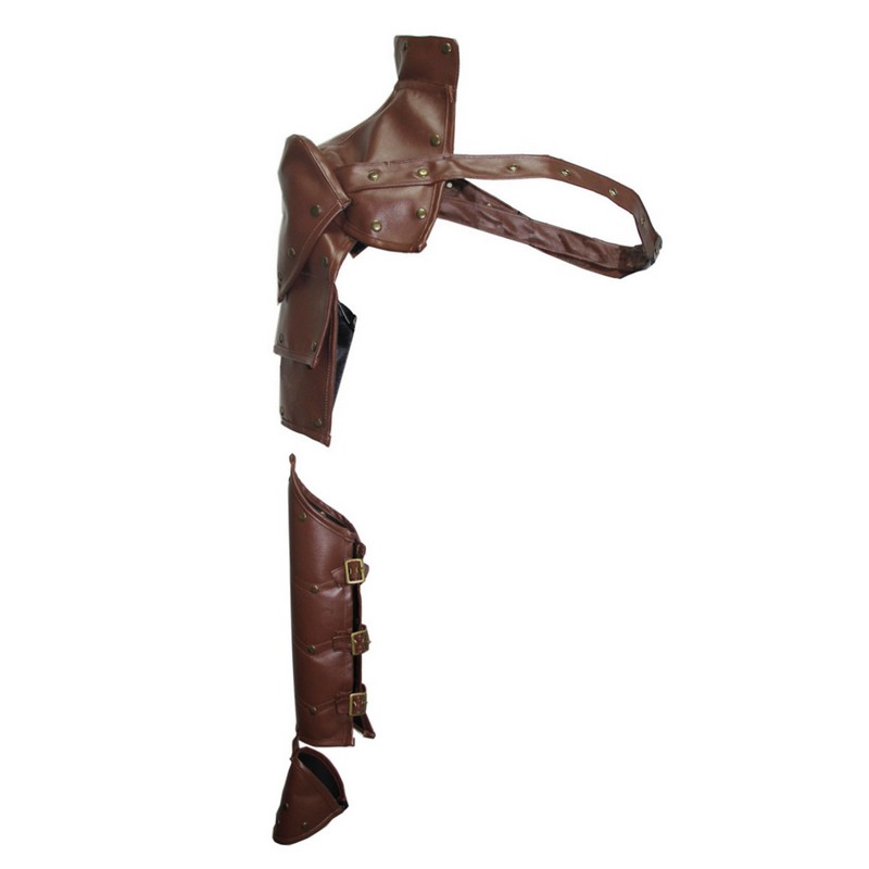 Unisex Costume Accessories 2pcs Gothic Steampunk Cosplay PU Leather Single Shoulder Armors Arm Strap Set Adjustable Metal Rivet Shoulder Straps