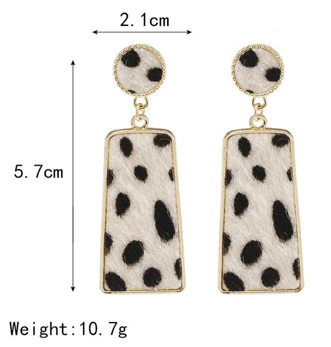New accessories Korean style fashion personality leopard suede earrings geometric square long earrings earrings WY705