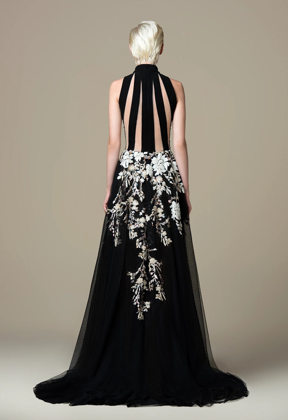 A E Black Wers Appliqued Evening Dresses High Neck Beaded Prom Gowns Or Length Tulle Hollow Back Formal Dress Ppliqued 6660306