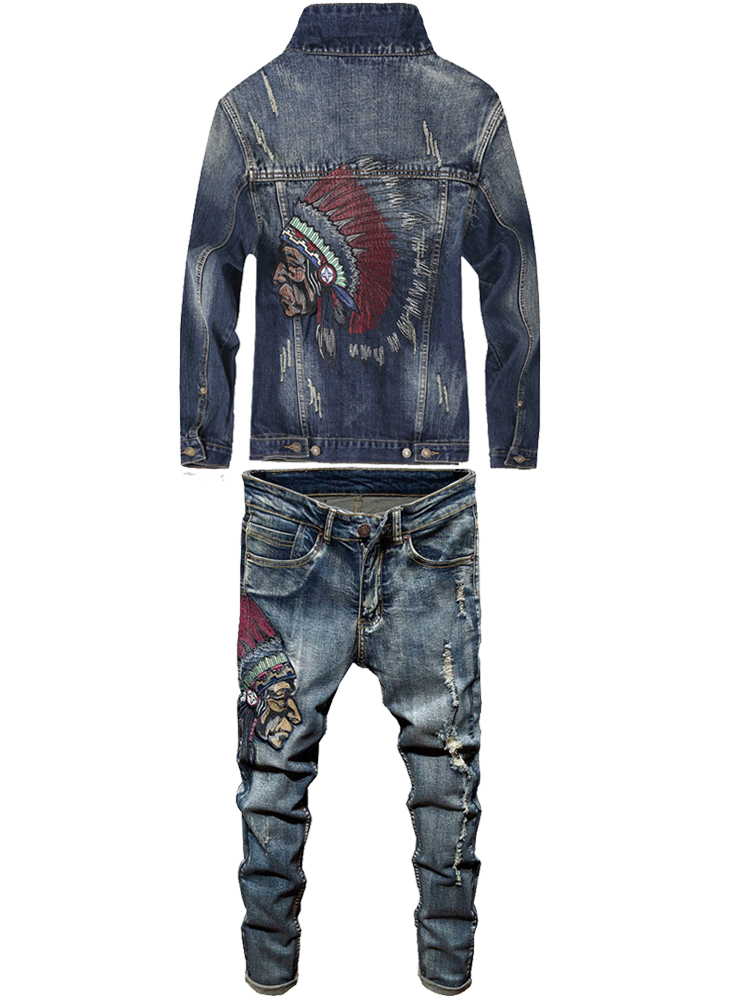 2020 Newest Autumn Winter Fashion Men's 2 Piece Set Embroidered Indian Punk Style Long Sleeve Slim Denim Jacket + Stretch Jeans Sets, Jacket and jeans
2020 Newest Autumn Winter Fashion Men's 2 Piece Set Embroidered Indian Punk Style Long Sleeve Slim Denim Jacket + Stretch Jeans Sets, Jacket and jeans