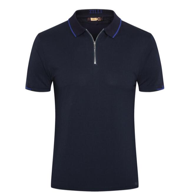 ZILLI short-sleeved T-shirt spell leather 2019 summer new lapel fashion zipper British embroidery leather leather tide, Black
ZILLI short-sleeved T-shirt spell leather 2019 summer new lapel fashion zipper British embroidery leather leather tide, Black