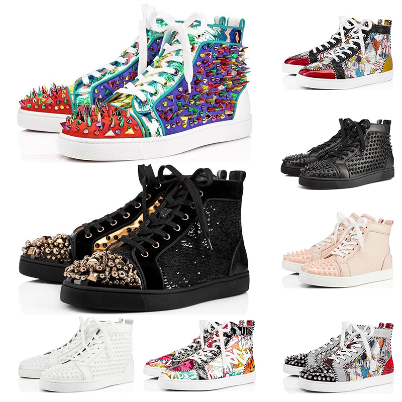 HOT Red bottom Studded Spikes flat Luxury Top Quality Graffiti suede Genuine Leather Unisex Party designer sneakers Winter casual shoes, 19
HOT Red bottom Studded Spikes flat Luxury Top Quality Graffiti suede Genuine Leather Unisex Party designer sneakers Winter casual shoes, 19