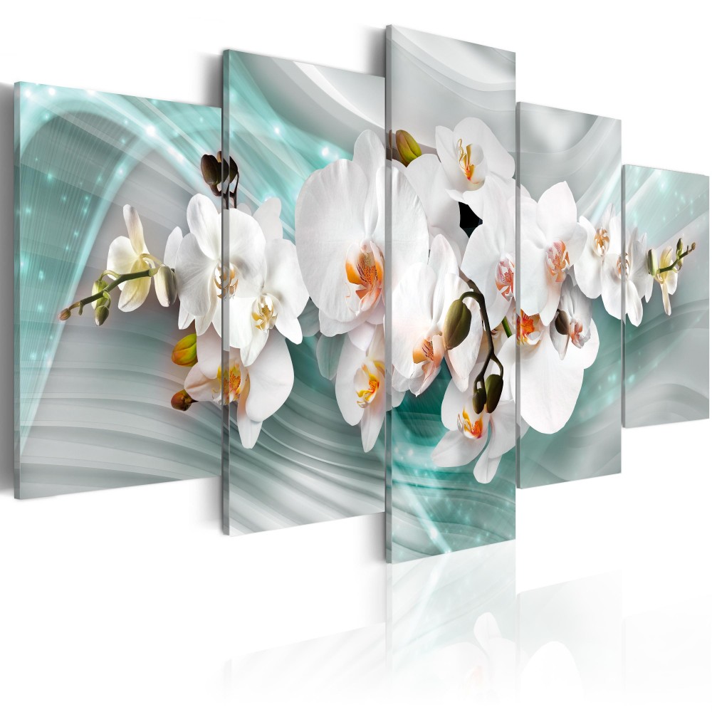 5 Pcs/set Canvas Print (No Frame) Abstract Flowers Canvas Painting Yellow Orchids Floral Wall Picture Living Room Decoration