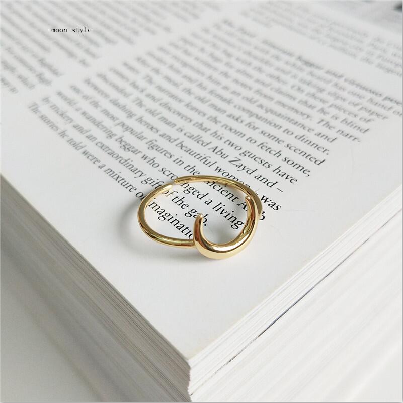New 925 Sterling Silver Open Rings Letter Baby Moon Star Shield Type Adjustable Statement Ring Simple Fine Jewelry