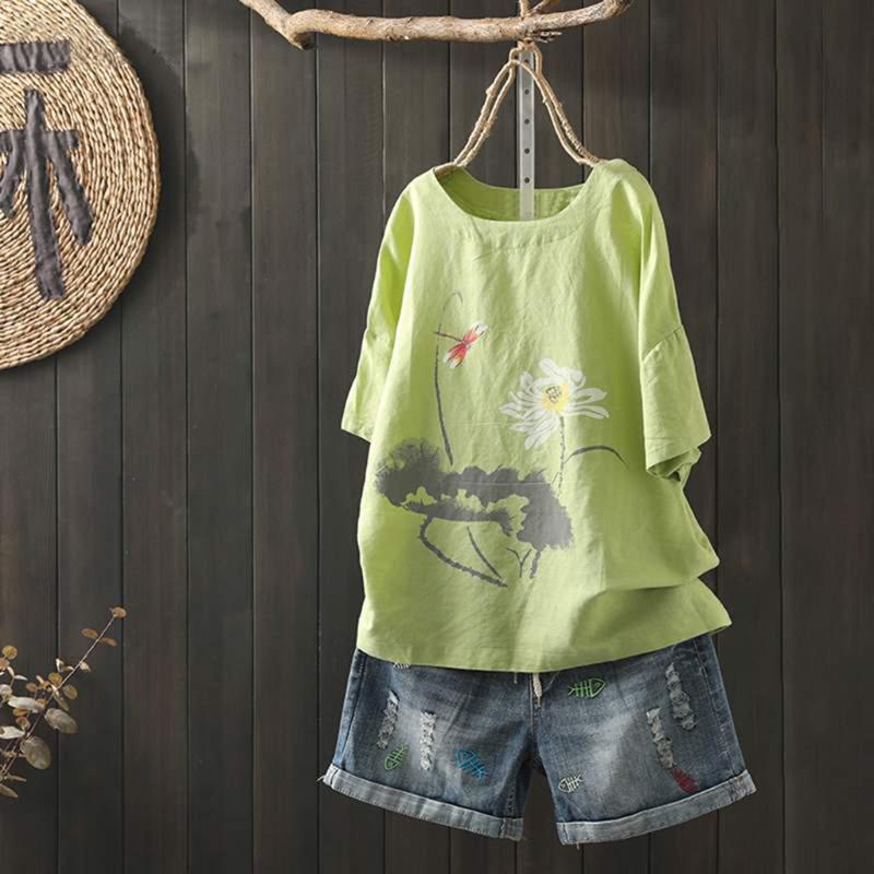 Women Blouses Cotton Floral Print Blouses Short Sleeve Tops Casual O-neck 2020 Summer Loose Top Chiffon Shirts Plus Size AG4, Pink
Women Blouses Cotton Floral Print Blouses Short Sleeve Tops Casual O-neck 2020 Summer Loose Top Chiffon Shirts Plus Size AG4, Pink
