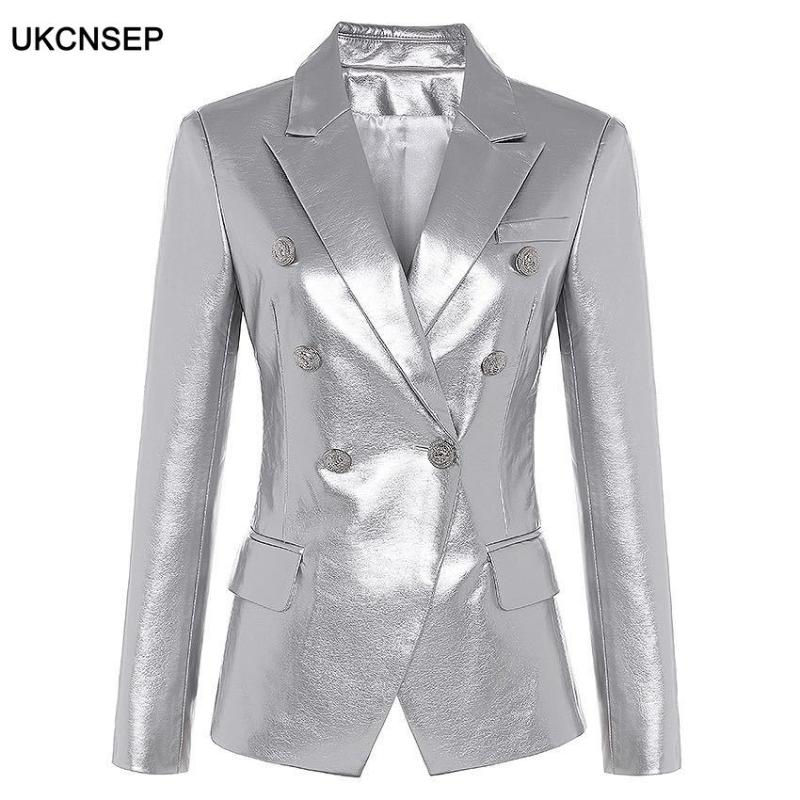 UKCNSEP 2020 High Quality Leather Blazer Sexy Long Sleeve Metal Buttons Notched Women' Blazer Runway Women and Jacket, Gray
UKCNSEP 2020 High Quality Leather Blazer Sexy Long Sleeve Metal Buttons Notched Women' Blazer Runway Women and Jacket, Gray