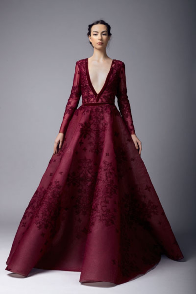 Burgundy Long Sleeves Prom Dresses Deep V Neck Lace Backless Floor Length Evening Gowns Plus Size Royal Dubai Arabic Abendkleider
