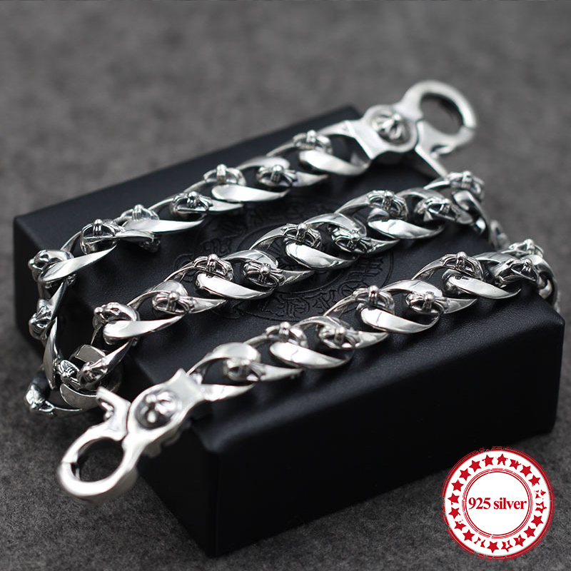 S925 Sterling Silver Trousers Classic Hip-Hop Punk Style Vintage Letter Crosses Army Flower Bracelet Send a gift for lover, Slivery;golden
S925 Sterling Silver Trousers Classic Hip-Hop Punk Style Vintage Letter Crosses Army Flower Bracelet Send a gift for lover, Slivery;golden